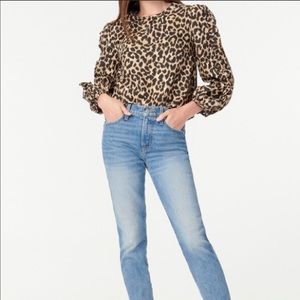 J.Crew leopard print Large bubble sleeve blouse